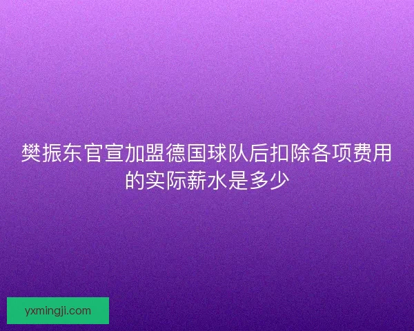 樊振东官宣加盟德国球队后扣除各项费用的实际薪水是多少 樊振东官宣加盟德国球队后扣除各项费用的实际薪水是多少