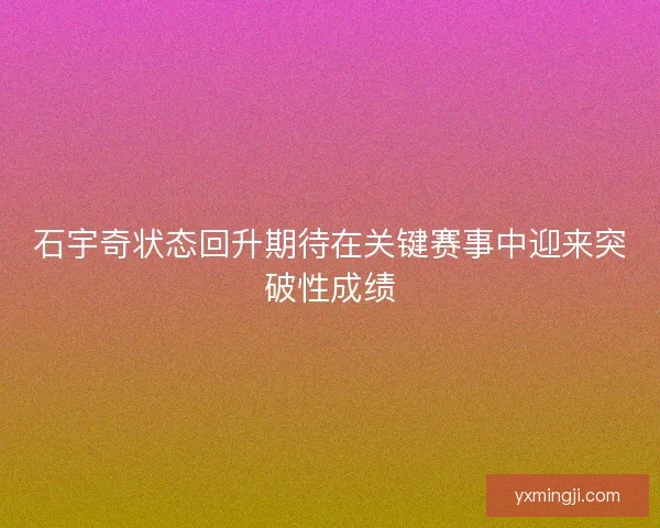 石宇奇状态回升期待在关键赛事中迎来突破性成绩 石宇奇状态回升期待在关键赛事中迎来突破性成绩